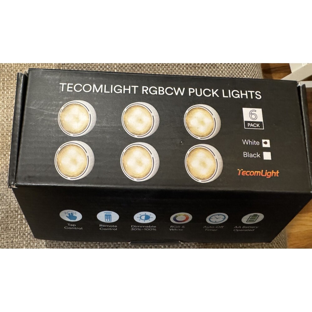 TECOMLIGHT LED Puck Lights  Remote Control, Battery Operated Wireless New